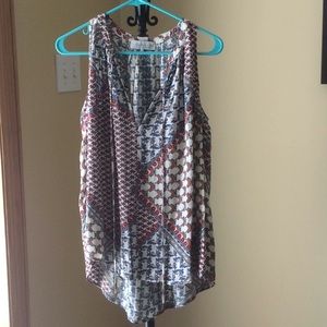 WAFY Trapeze Print Tank Blouse- Size Small